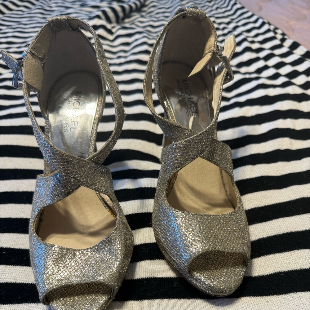 MICHAEL Michael Kors Silver Platform Heels